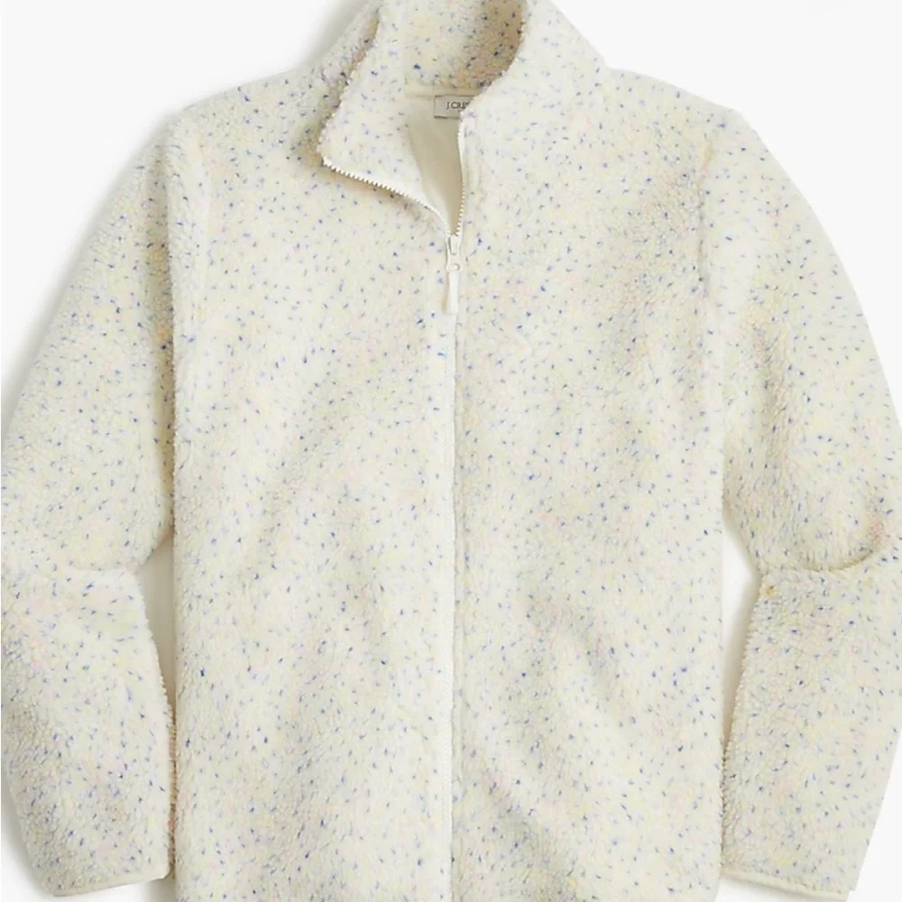 J. Crew Womens Confetti Flecked Cozy Sherpa Zip Jacket Coat XL B#1